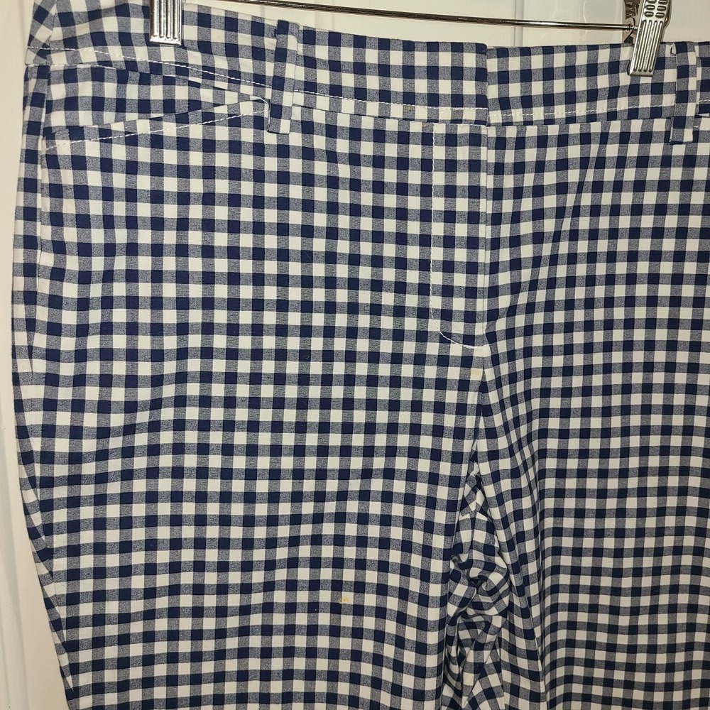 NWOT Talbots Sz 12P‎ Navy/White Gingham Perfect Crop Pants $99.50